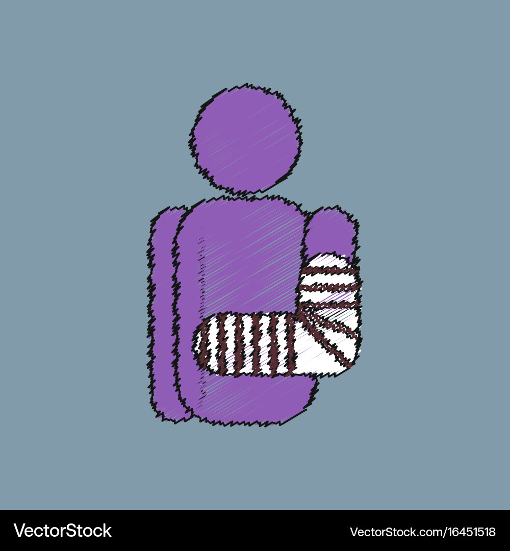 Flat shading style icon with broken arm Vector Image