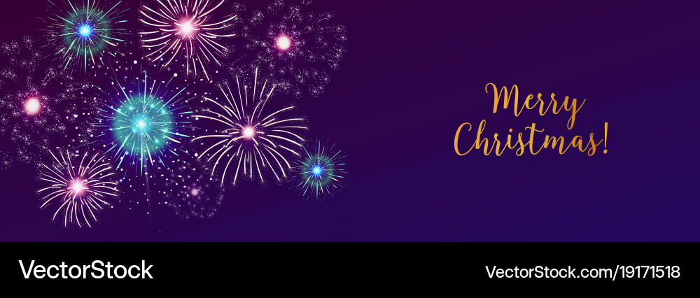 Horizontal web banner with fireworks displaying Vector Image