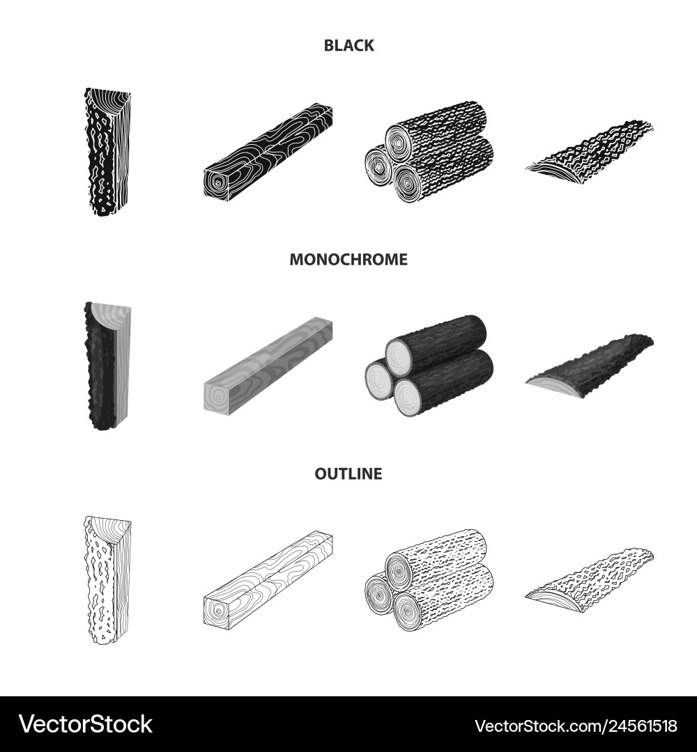 Isolated object of tree and raw sign collection Vector Image