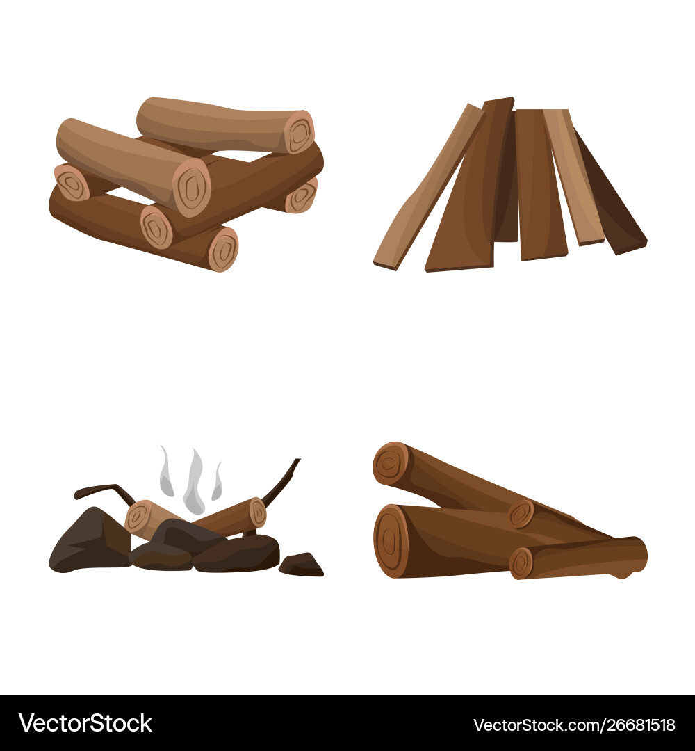 Isolated object timber and nature icon set Vector Image