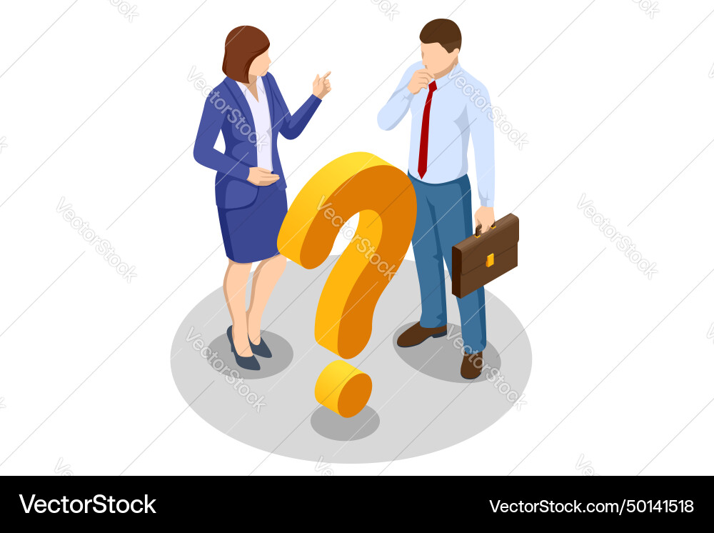 Isometric question marks message box Vector Image