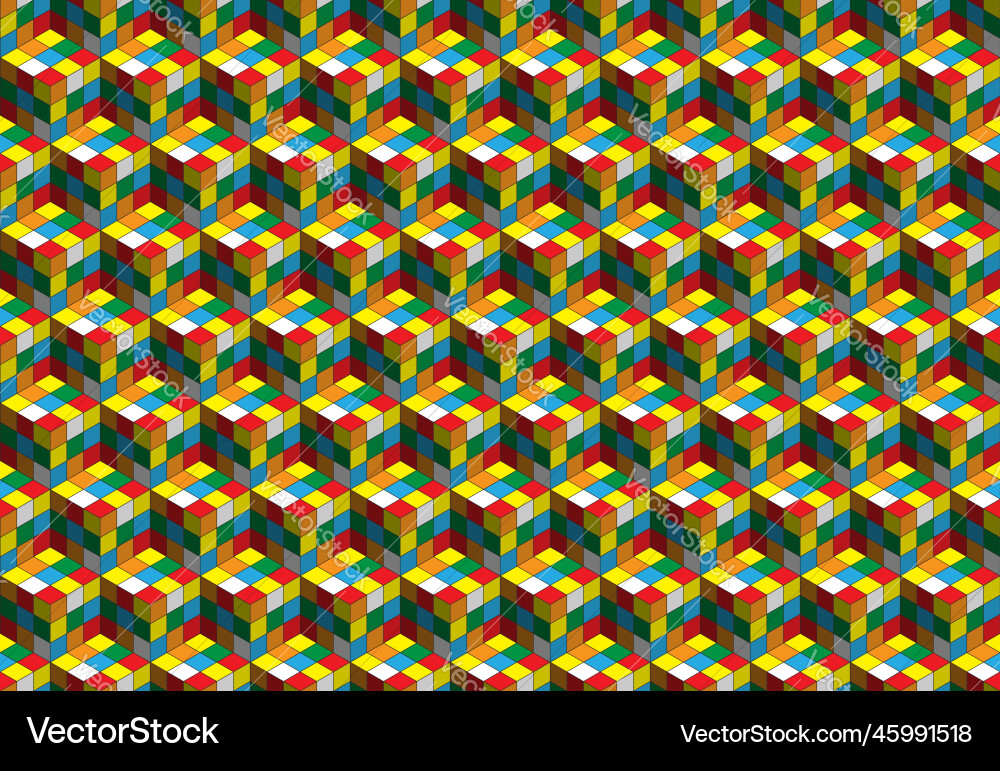 Magic cube pattern seamless design color block Magic cube pattern seamless design color block vector image