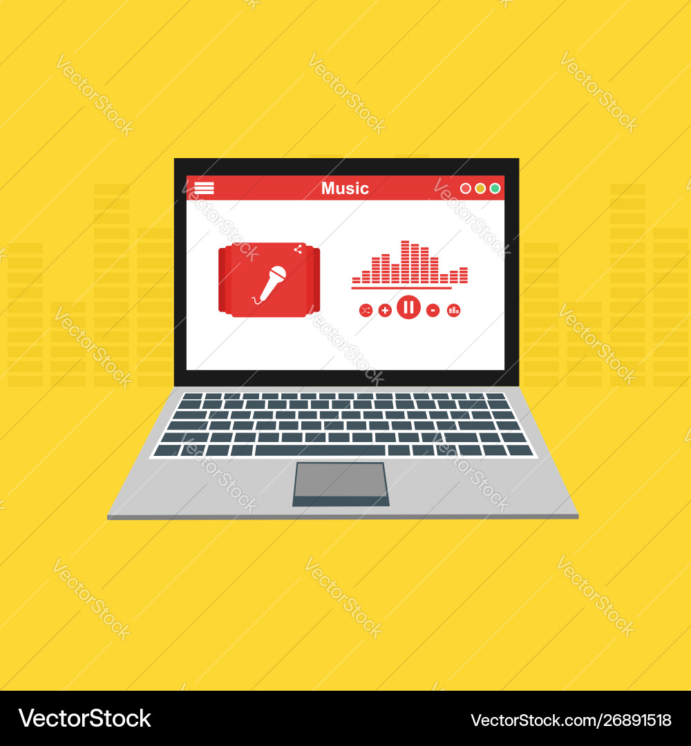 Media player application app template with flat Media player application app template with flat vector image
