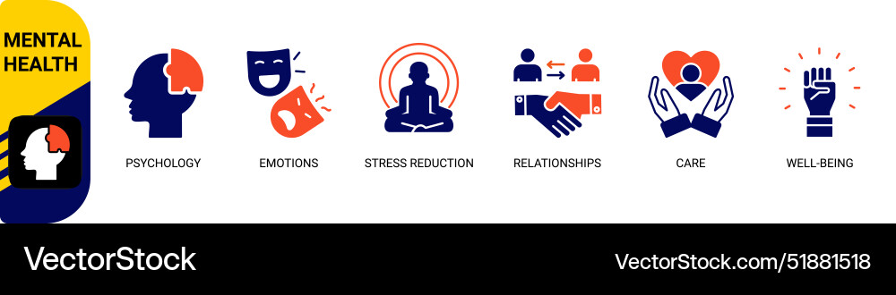 Mental health banner website icons Mental health banner website icons vector image