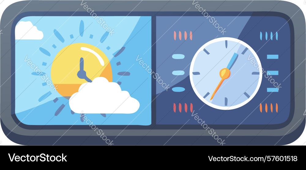 Multi-functional clock digital time and weather vector image