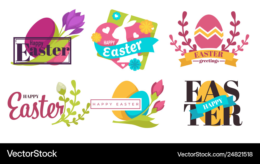 Painted eggs and green branch easter holiday Vector Image