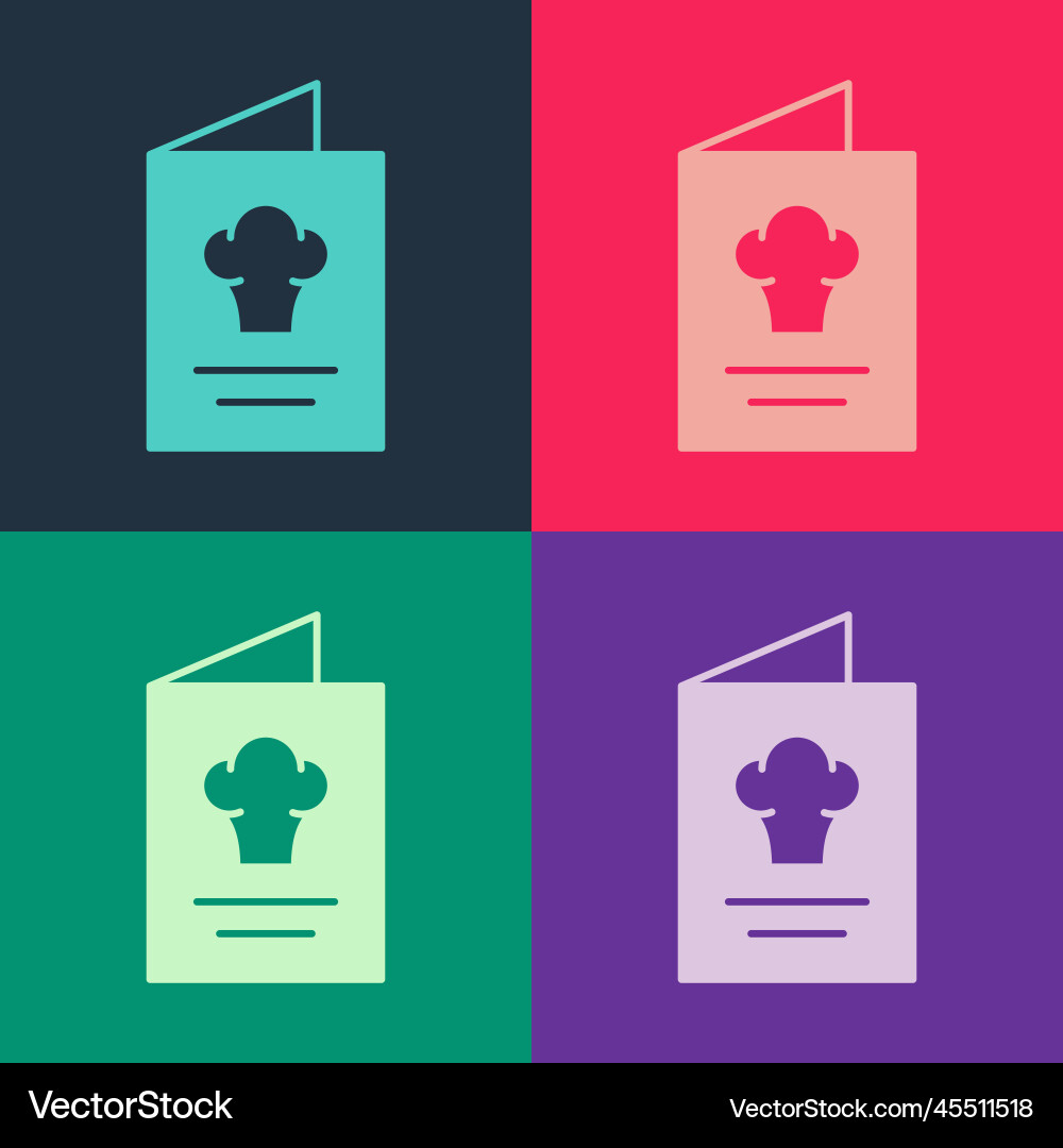 Pop art cookbook icon isolated on color background Pop art cookbook icon isolated on color background vector image