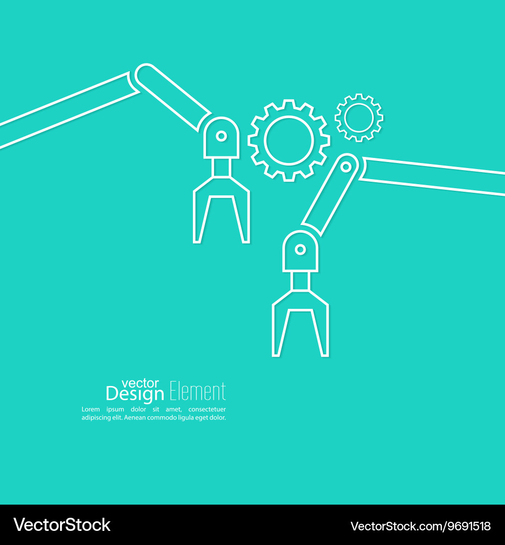Robot Arm with Gears Vector Image