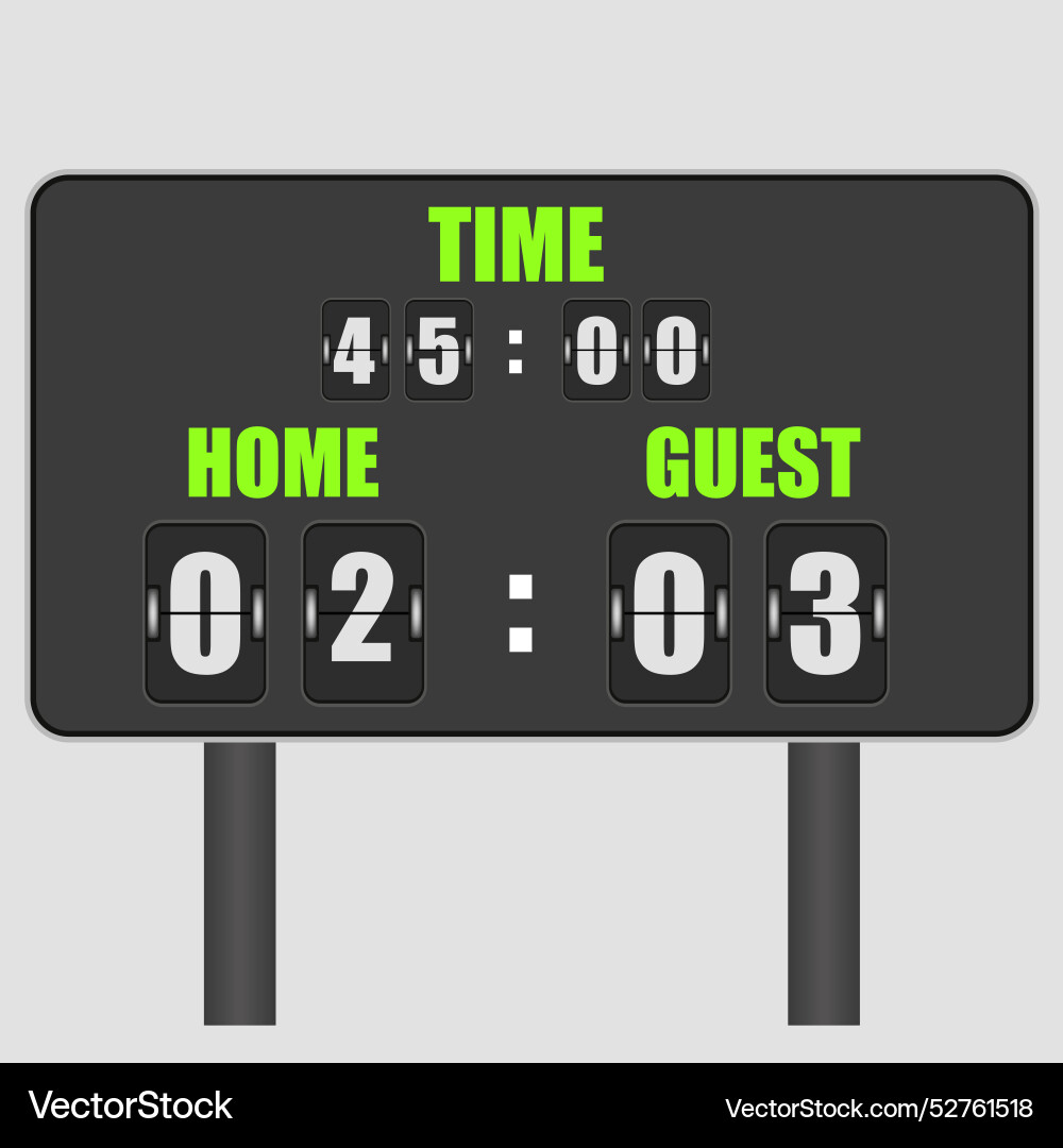 Scoreboard number count timer numeric down date vector image