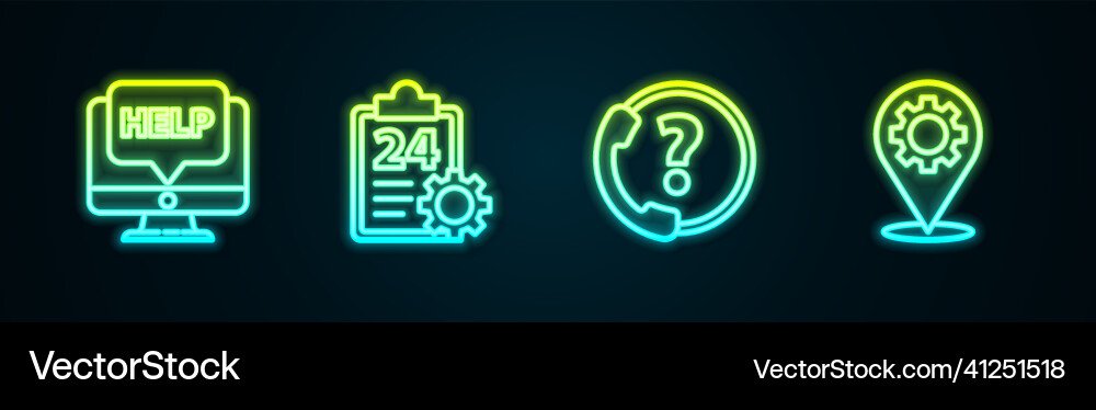 Set line computer monitor and help checklist Set line computer monitor and help checklist vector image