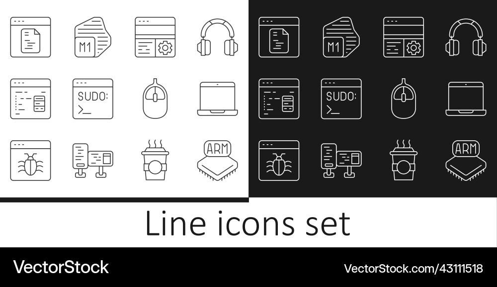 Set line processor laptop debugging code Set line processor laptop debugging code vector image