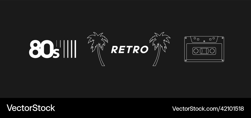 Set of retrowave design elements retro title Set of retrowave design elements retro title vector image