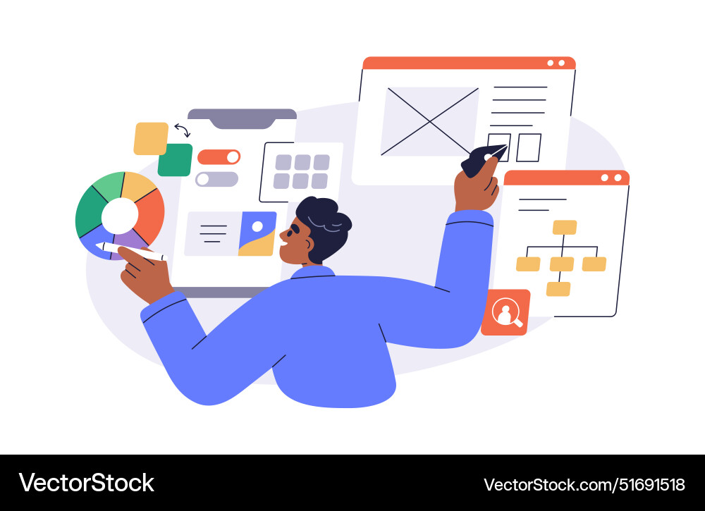 Ux ui designer user experience web interface Ux ui designer user experience web interface vector image