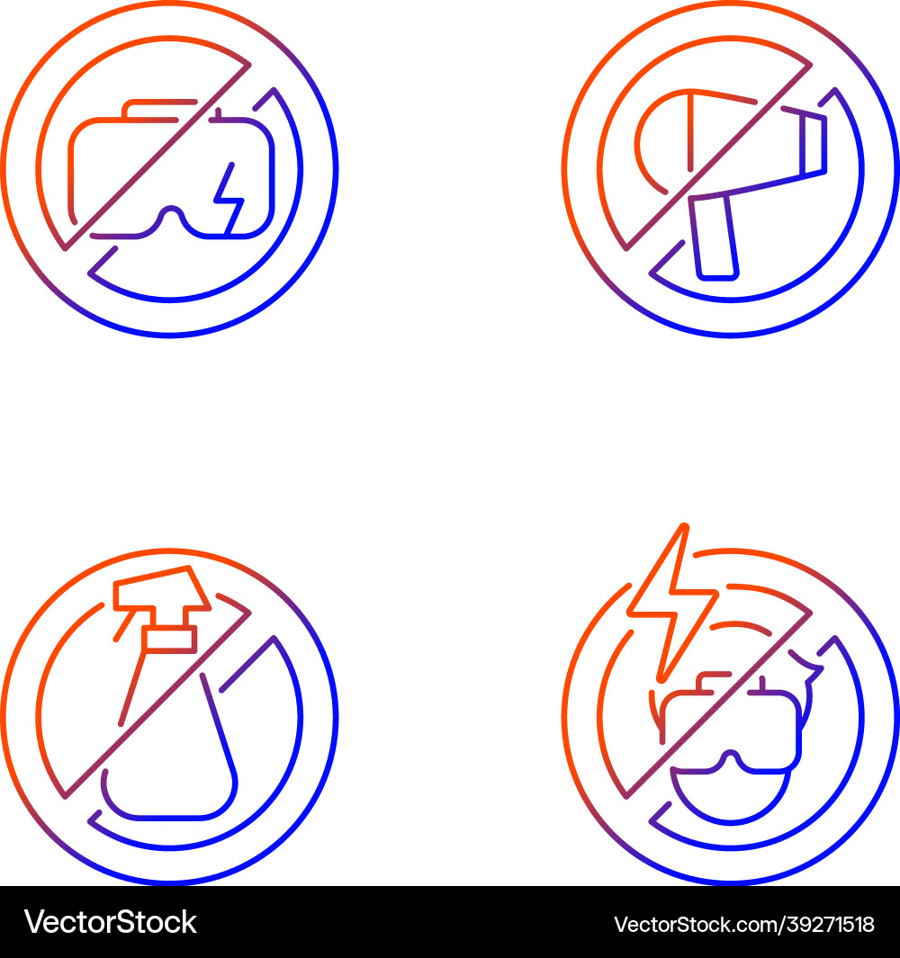 Vr device gradient linear manual label icons set Vector Image