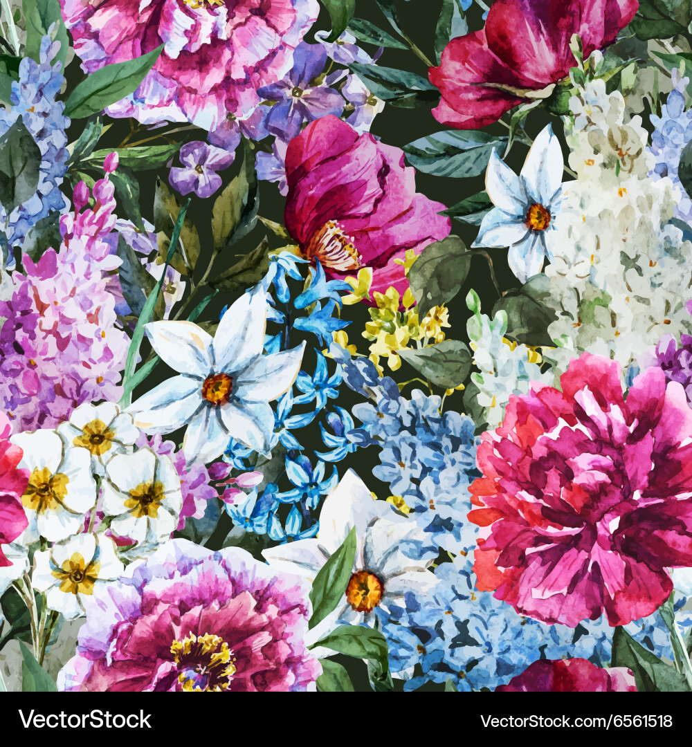 Watercolor Floral Pattern Vector Image