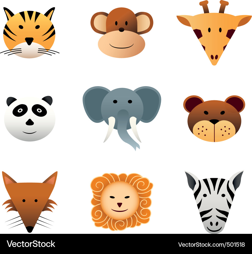 Wild Animal Icons Vector Image