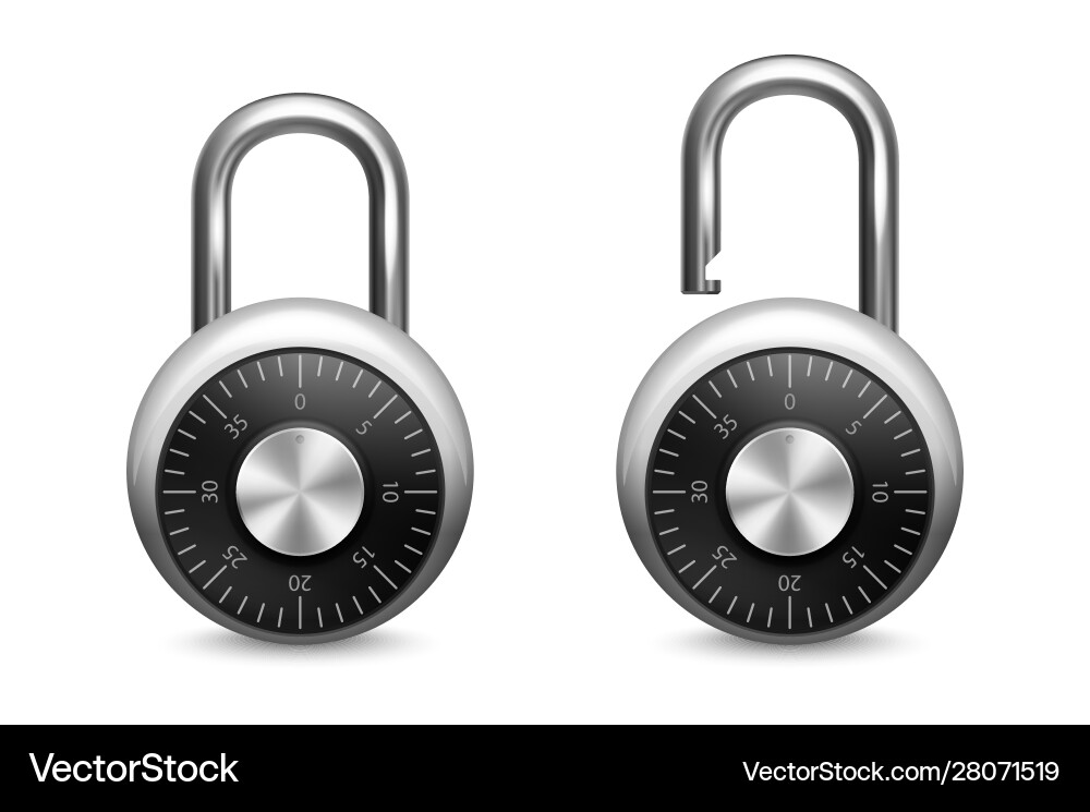 3d realistic closed opened metal steel 3d realistic closed opened metal steel vector image