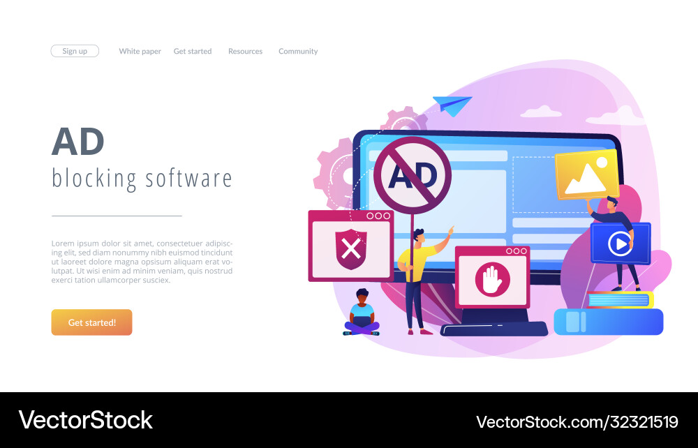 Ad blocking software concept landing page Ad blocking software concept landing page vector image