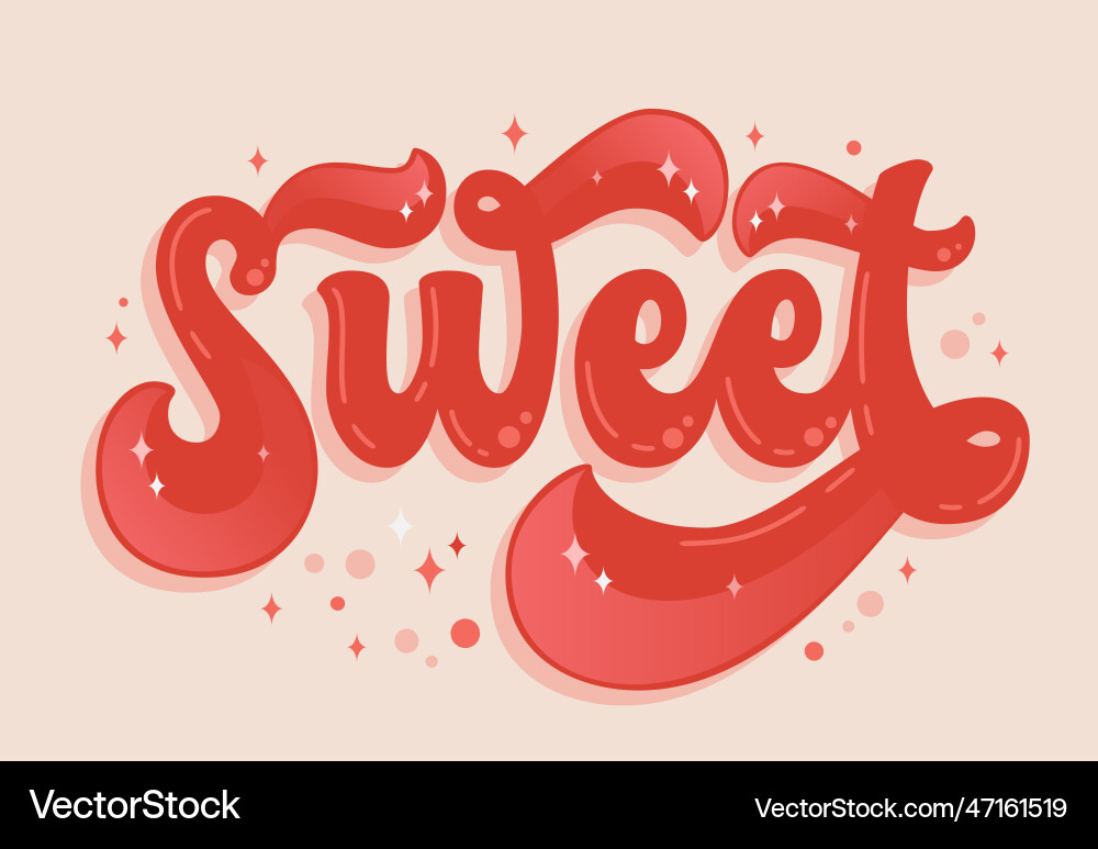 Bold typography in 70s groovy style word - sweet vector image