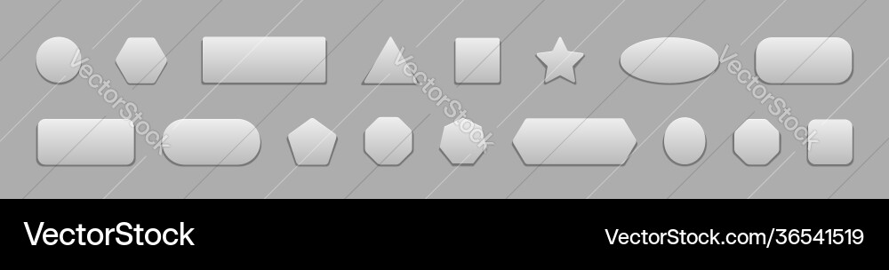 Button square white 3d badge for web round vector image