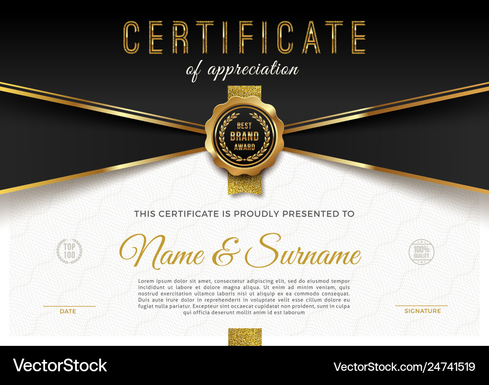 Certificate template with guilloche pattern Certificate template with guilloche pattern vector image