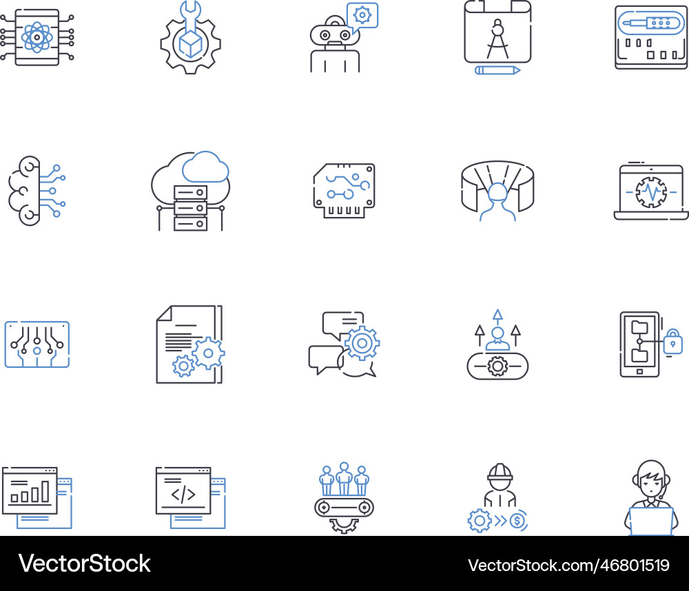 Codebase software line icons collection Codebase software line icons collection vector image