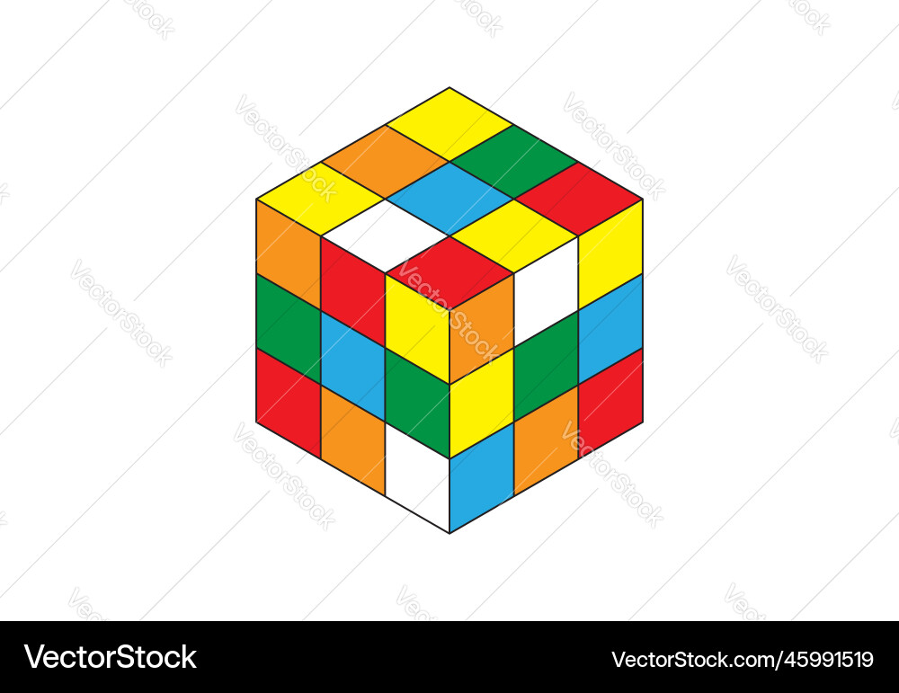 Color magic cube multi icon logic game Color magic cube multi icon logic game vector image