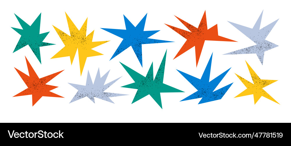 Colorful textured irregular sharp shapes set Colorful textured irregular sharp shapes set Vector Image