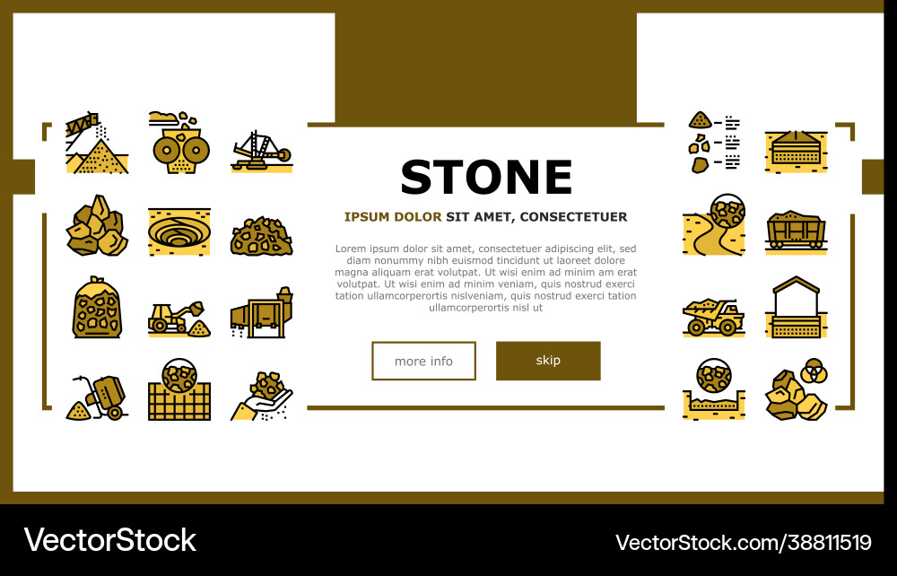 Crushed stone mining landing header Crushed stone mining landing header vector image