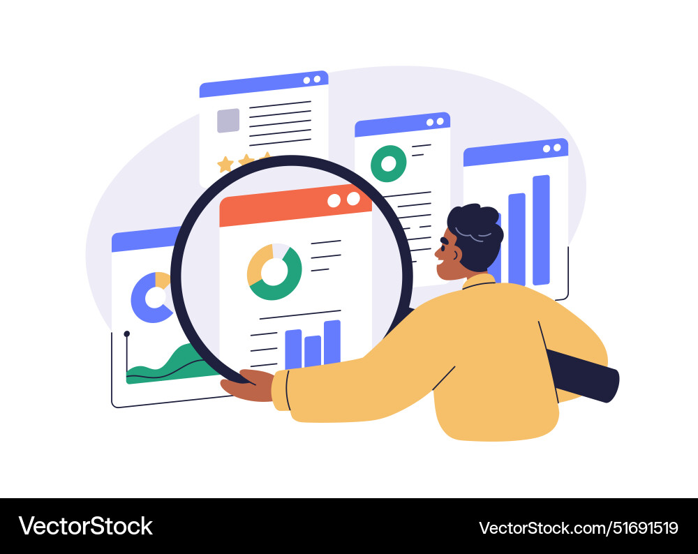 Data analyst business analysis graph and charts Data analyst business analysis graph and charts vector image
