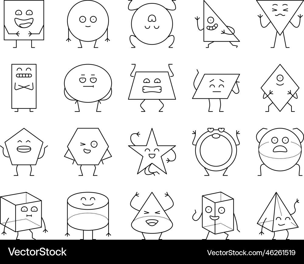 Geometric shape character icons set Geometric shape character icons set vector image