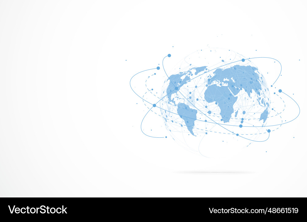 Global network connection world map point Global network connection world map point vector image