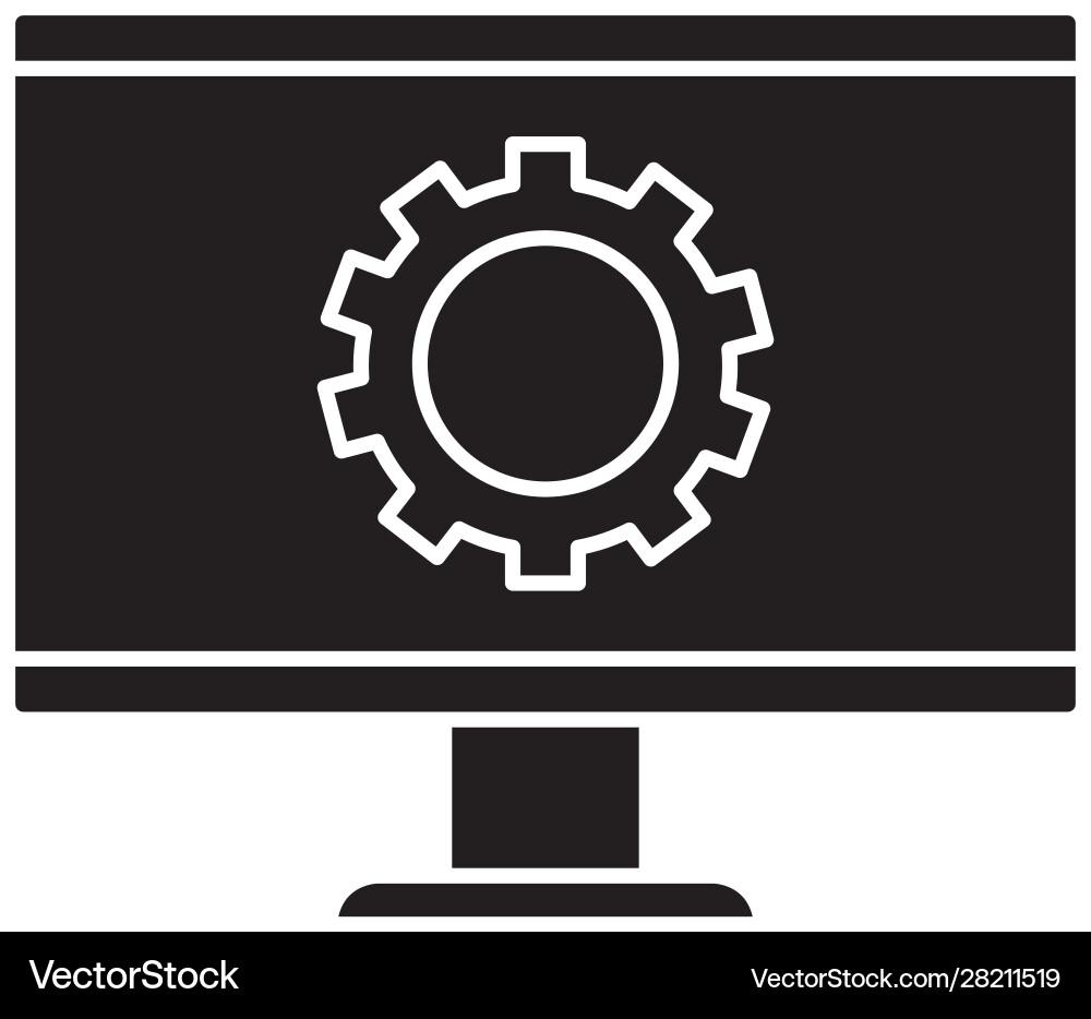 Isolated gear inside computer design Vector Image