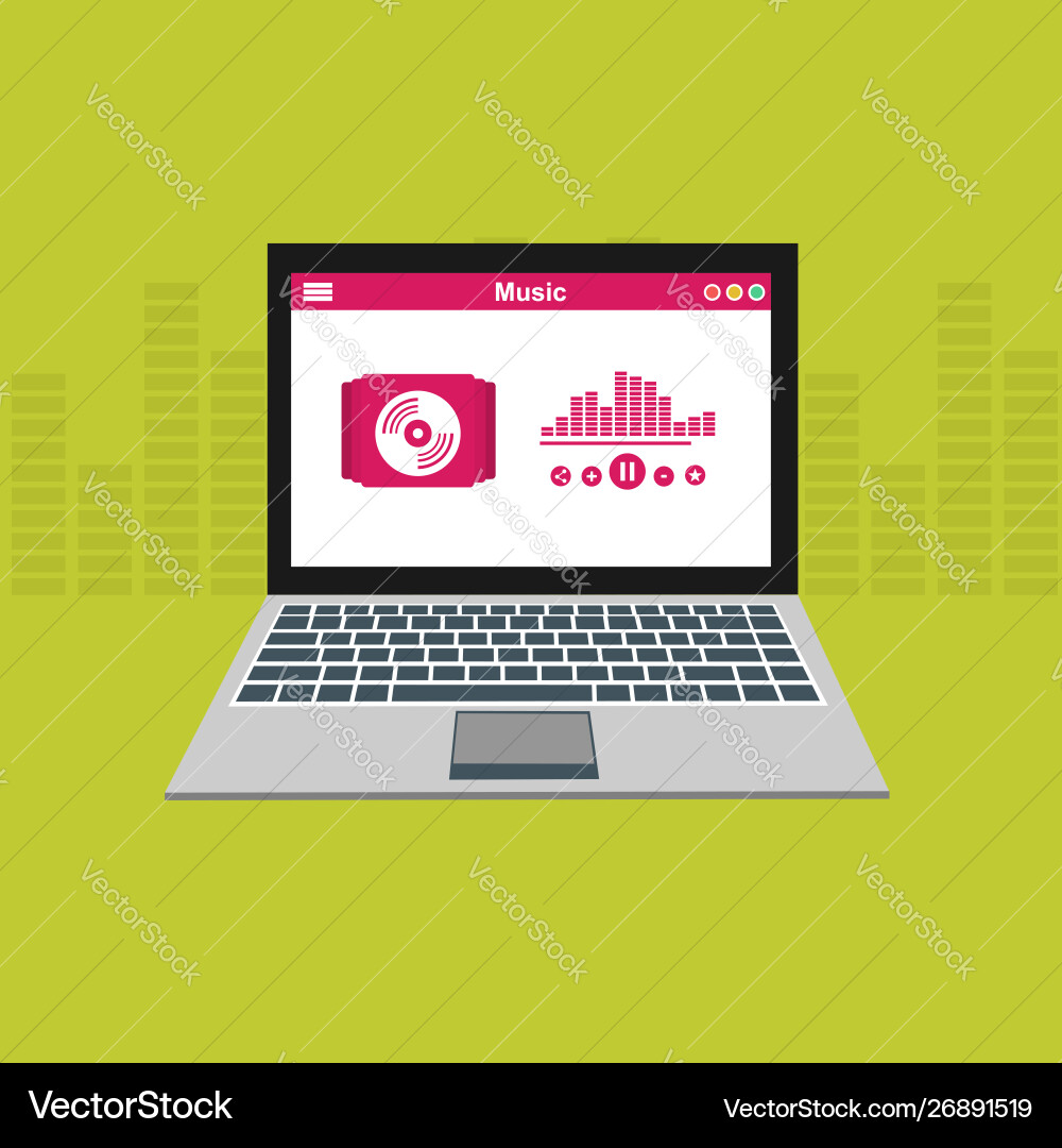 Media player application app template with flat Media player application app template with flat vector image
