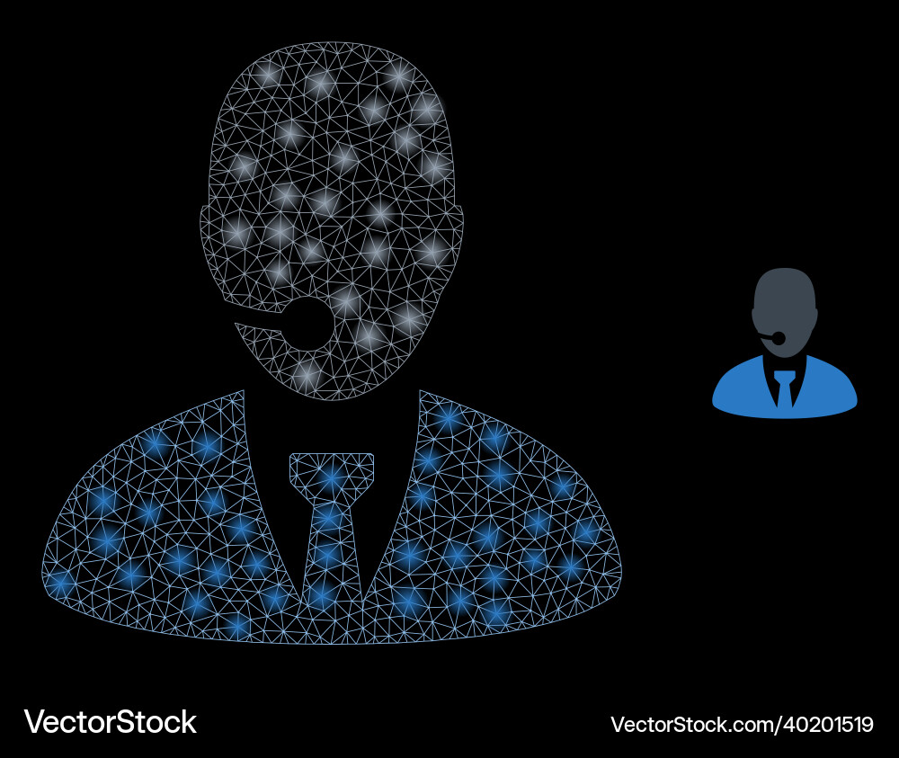 Mesh web call center operator with shiny Mesh web call center operator with shiny vector image