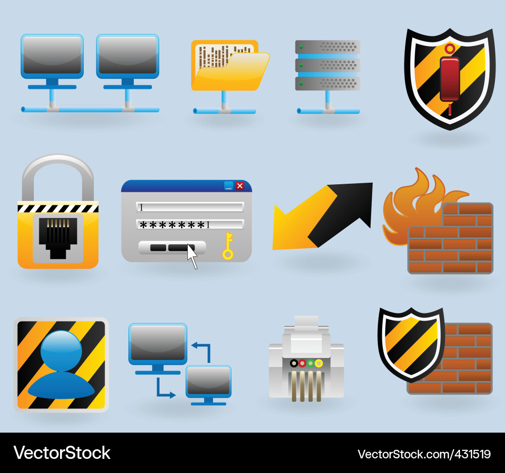 Network & Computer Icons vector image