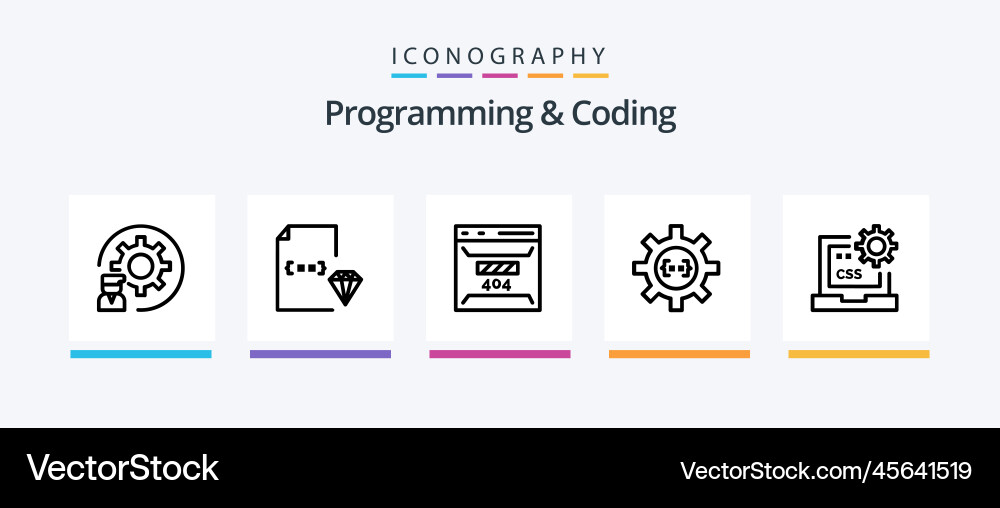 Programming and coding line 5 icon pack including vector image
