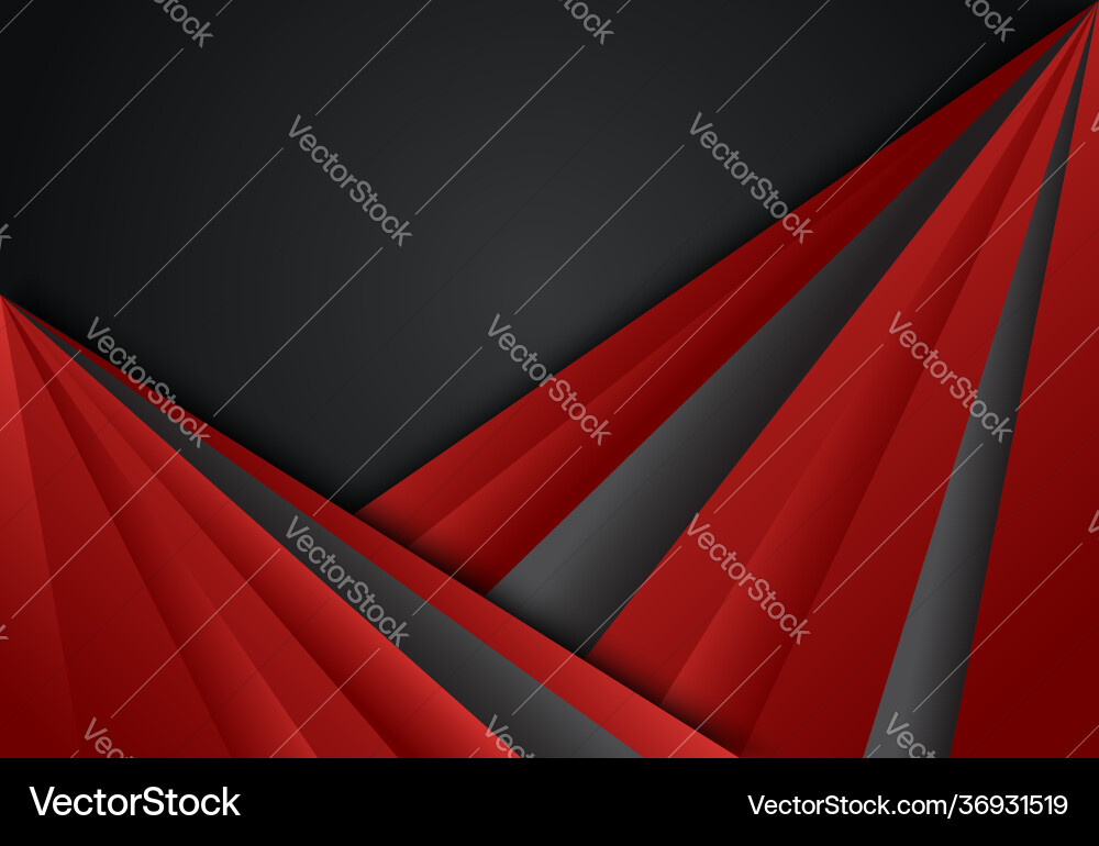 Red and black abstract layer geometric background vector image