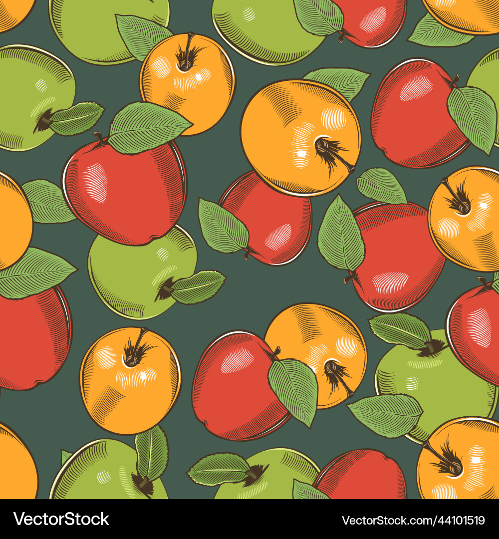 Seamless pattern with apples of different colors Seamless pattern with apples of different colors Vector Image
