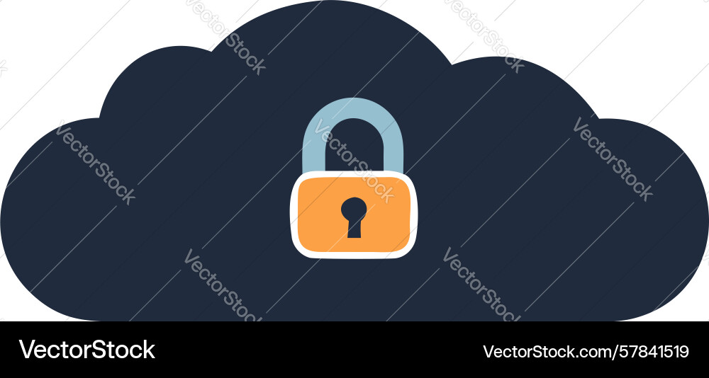 Secure cloud access private online data lock vector image