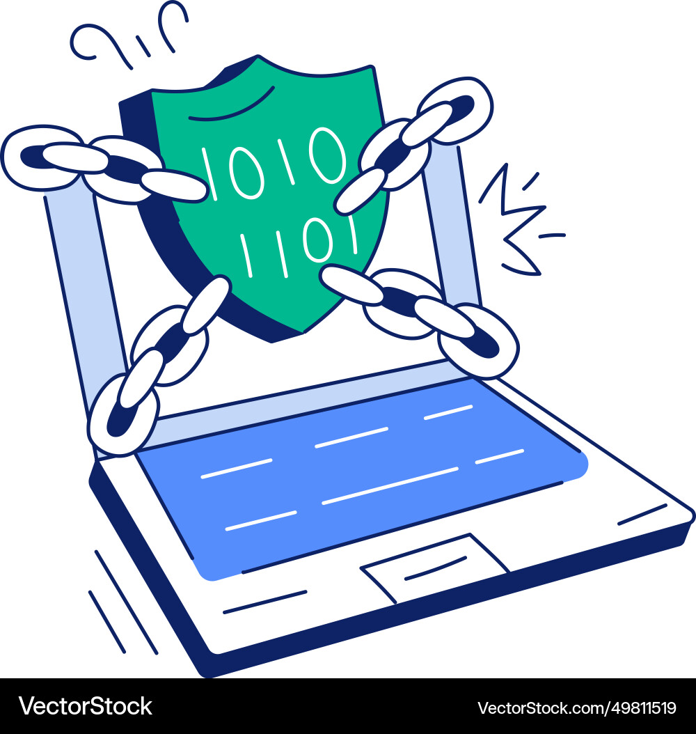 Secure coding hand drawn mini Vector Image