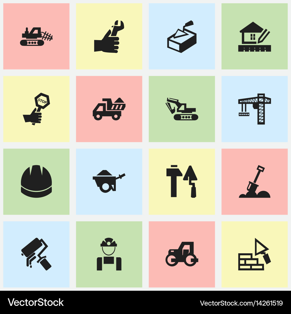 Set of 16 editable structure icons includes vector image