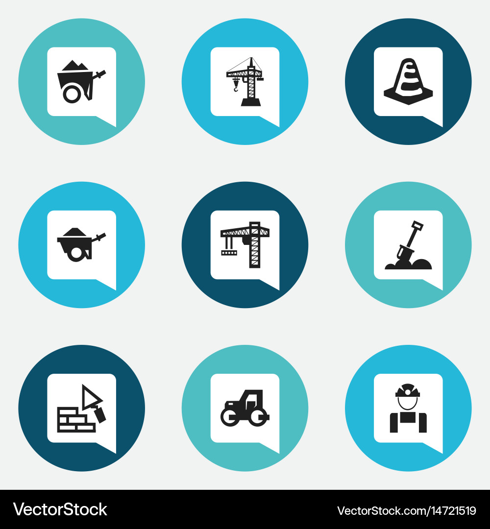 Set of 9 editable building icons includes symbols vector image