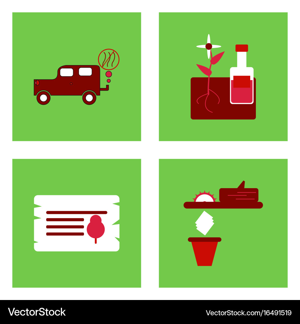 Set of ecology icons on color backgrounds square Vector Image