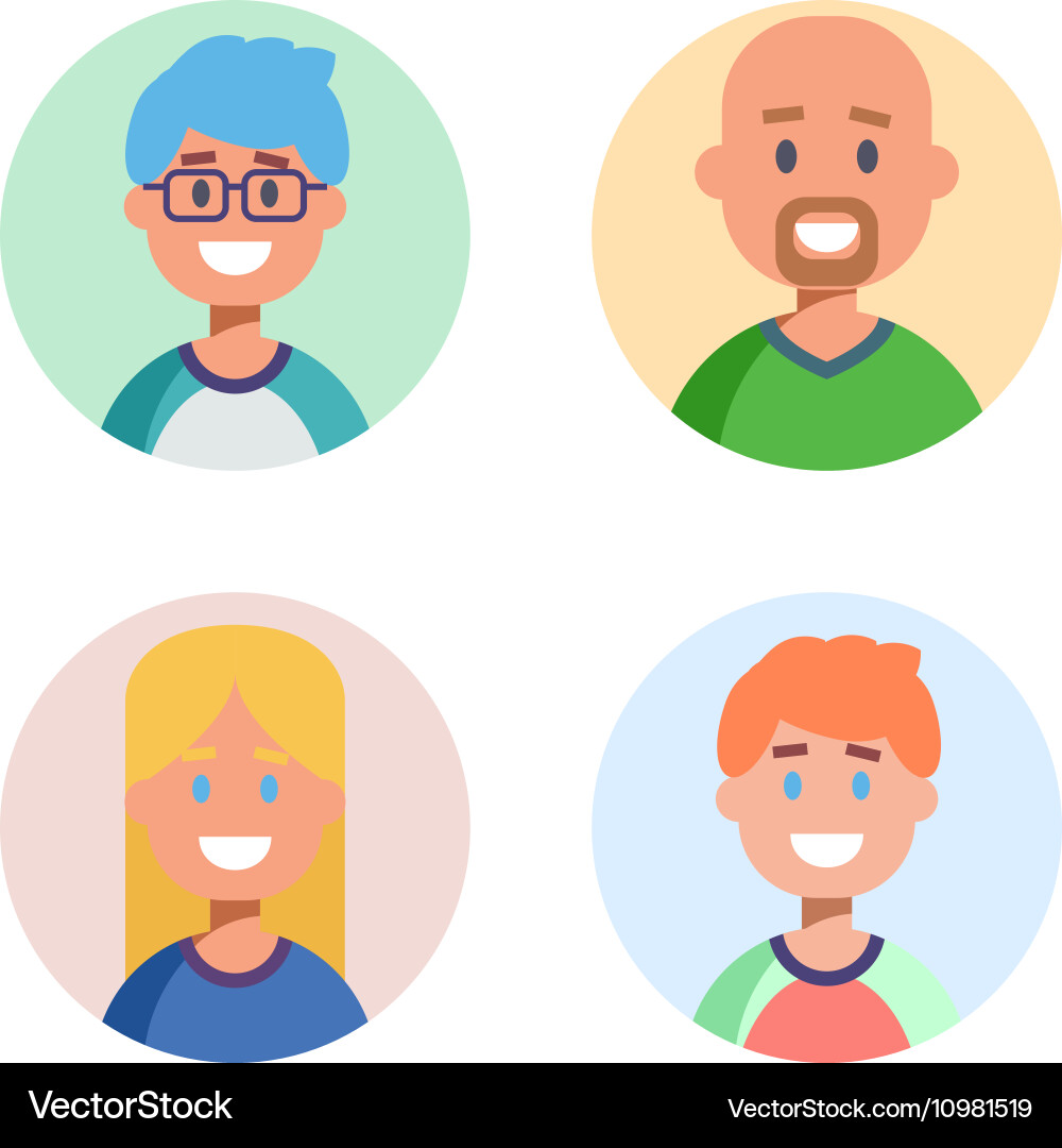 Set of flat design characters icons vector image