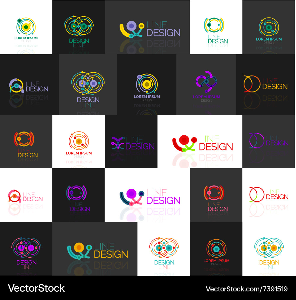 Set of linear abstract logos swirl circle vector image