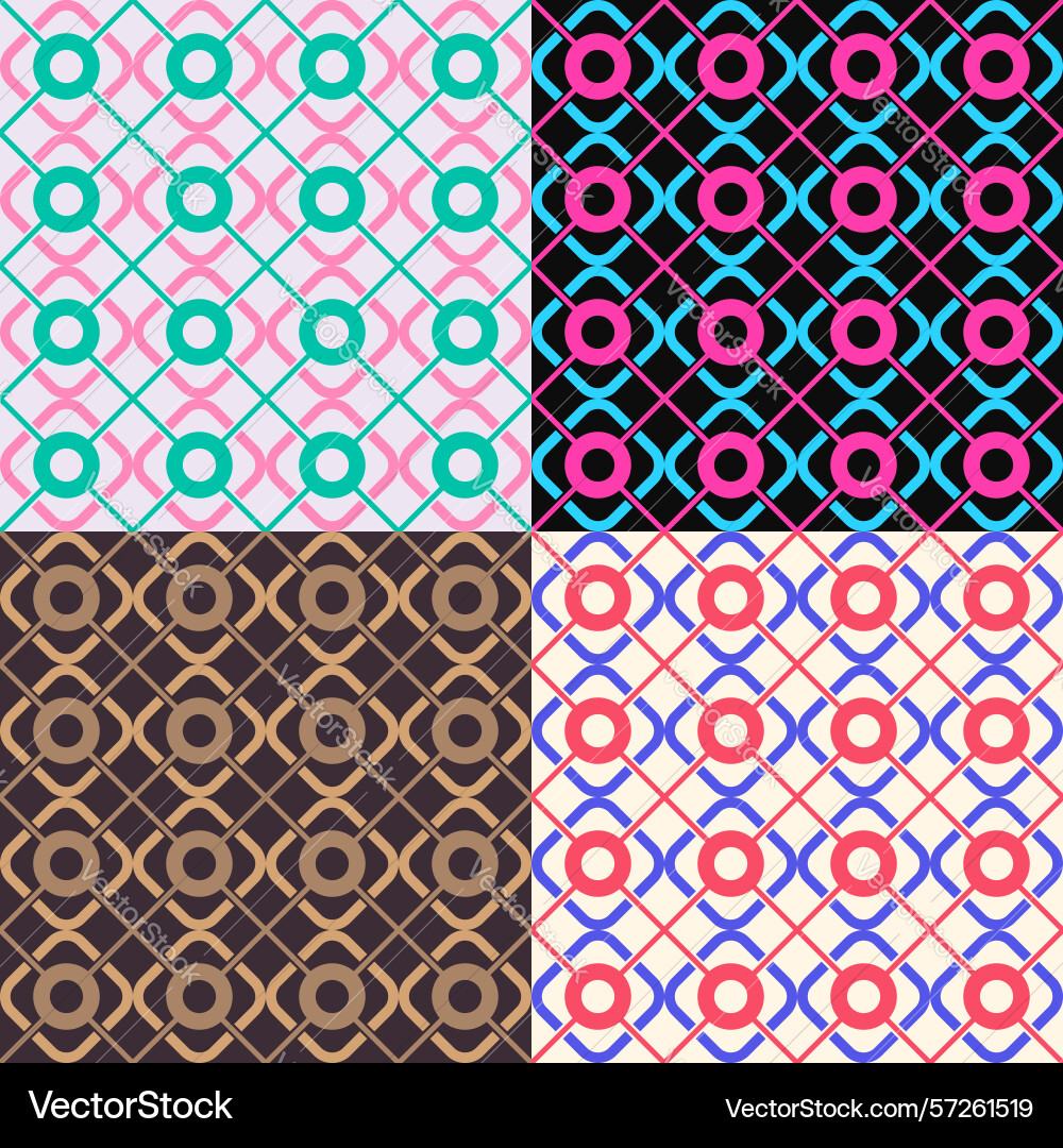 Set of seamless circle grid patterns vector image