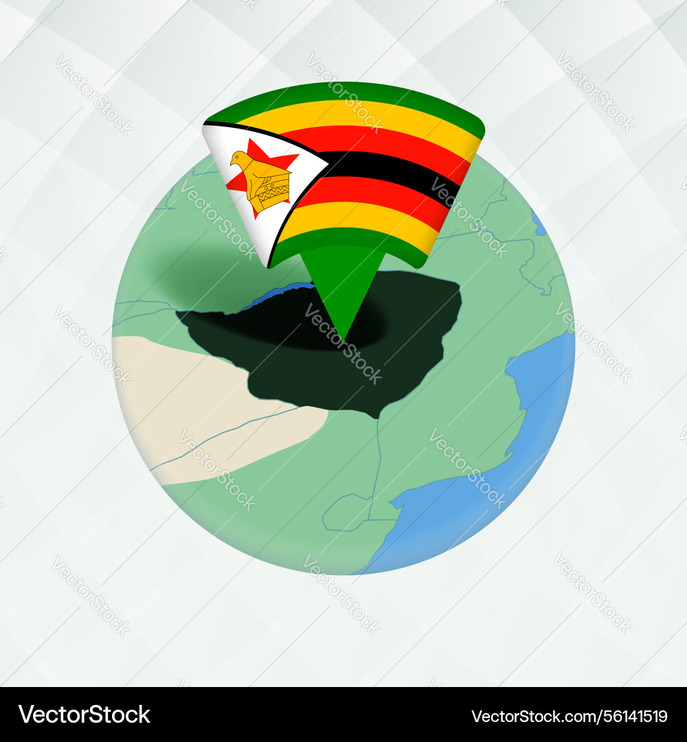 Zimbabwe map highlighted with flag marker Zimbabwe map highlighted with flag marker Vector Image
