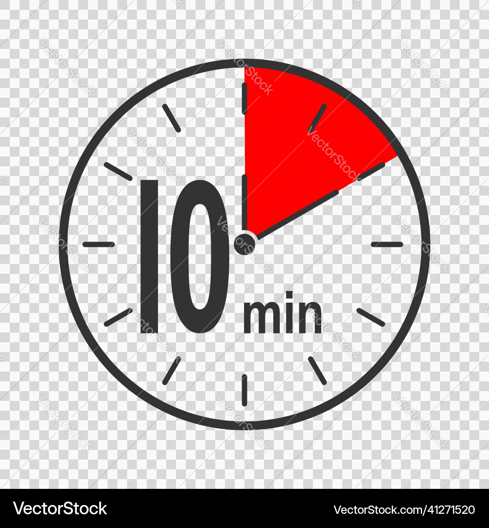 10 Minute Countdown Timer Icon vector image