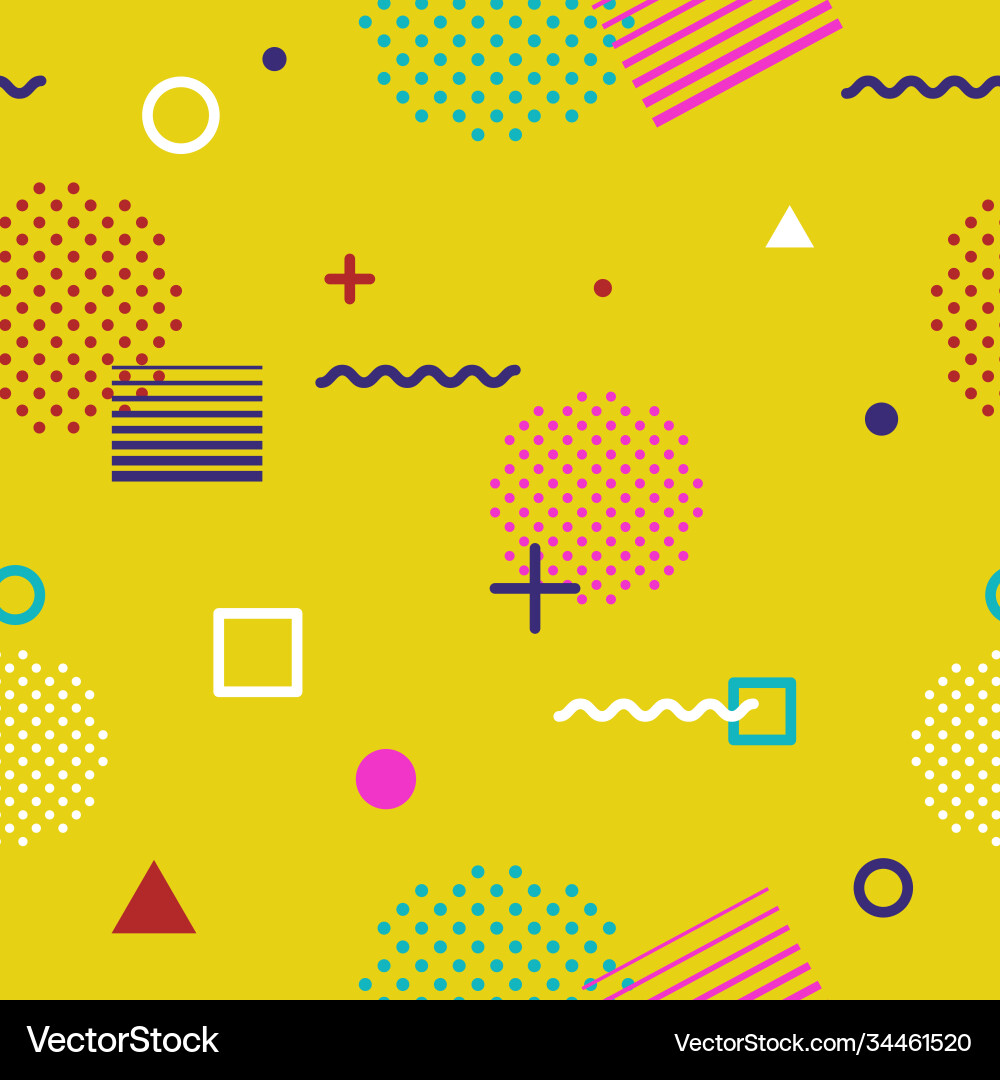 Abstract geometric seamless pattern in memphis Abstract geometric seamless pattern in memphis Vector Image